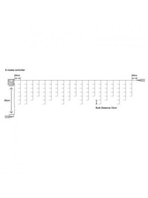 BUFFER® 8 Fonksiyonlu 16 Saçaklı Perde Led 3 x 1 (Günışığı)