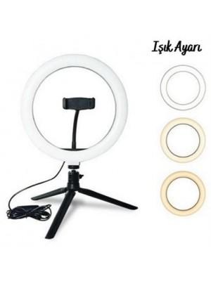 BUFFER® 8inç 20cm Youtube Instagram Tiktok Selfie  Stüdyo Video Fotoğraf Ring Light  Tripod Led Halk