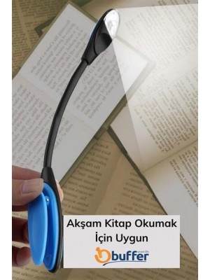 BUFFER® Kitap Okuma Lambası Kıskaçlı Işık Pilli Aydınlatma Kitap Okuma Işığı