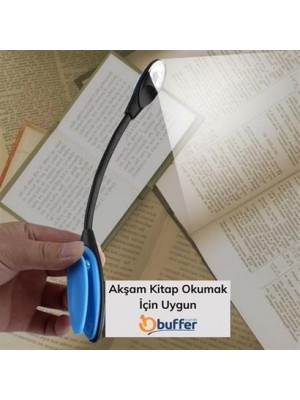 BUFFER® Kitap Okuma Lambası Kıskaçlı Işık Pilli Aydınlatma Kitap Okuma Işığı