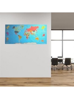 BUFFER® Renkli Atlas Dünya Haritası Manyetik Yapıştırıcı Gerektirmeyen Duvar Stickerı 118 CM * 56 CM